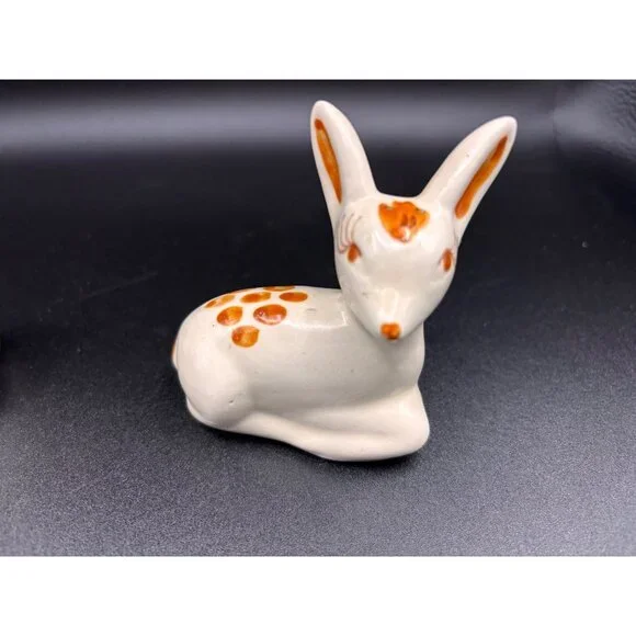Vintage Ceramic Sweet Deer Salt & Pepper Anthropormoprhic Eyelashes MCM - Picture 2 of 6